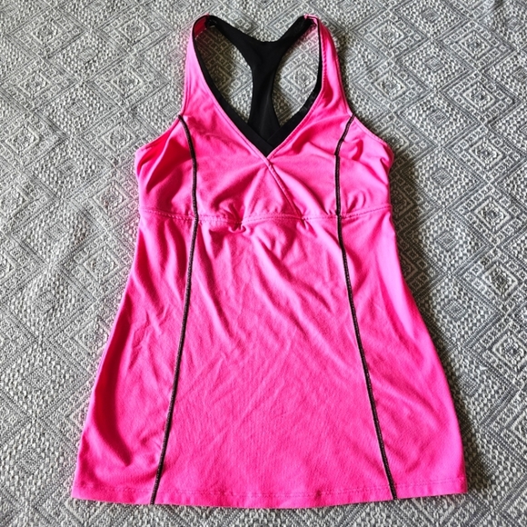 VSX Victoria Secret Racerback Tank Pink and Black W/ Built-in Sports Bra - Small - Picture 1 of 16